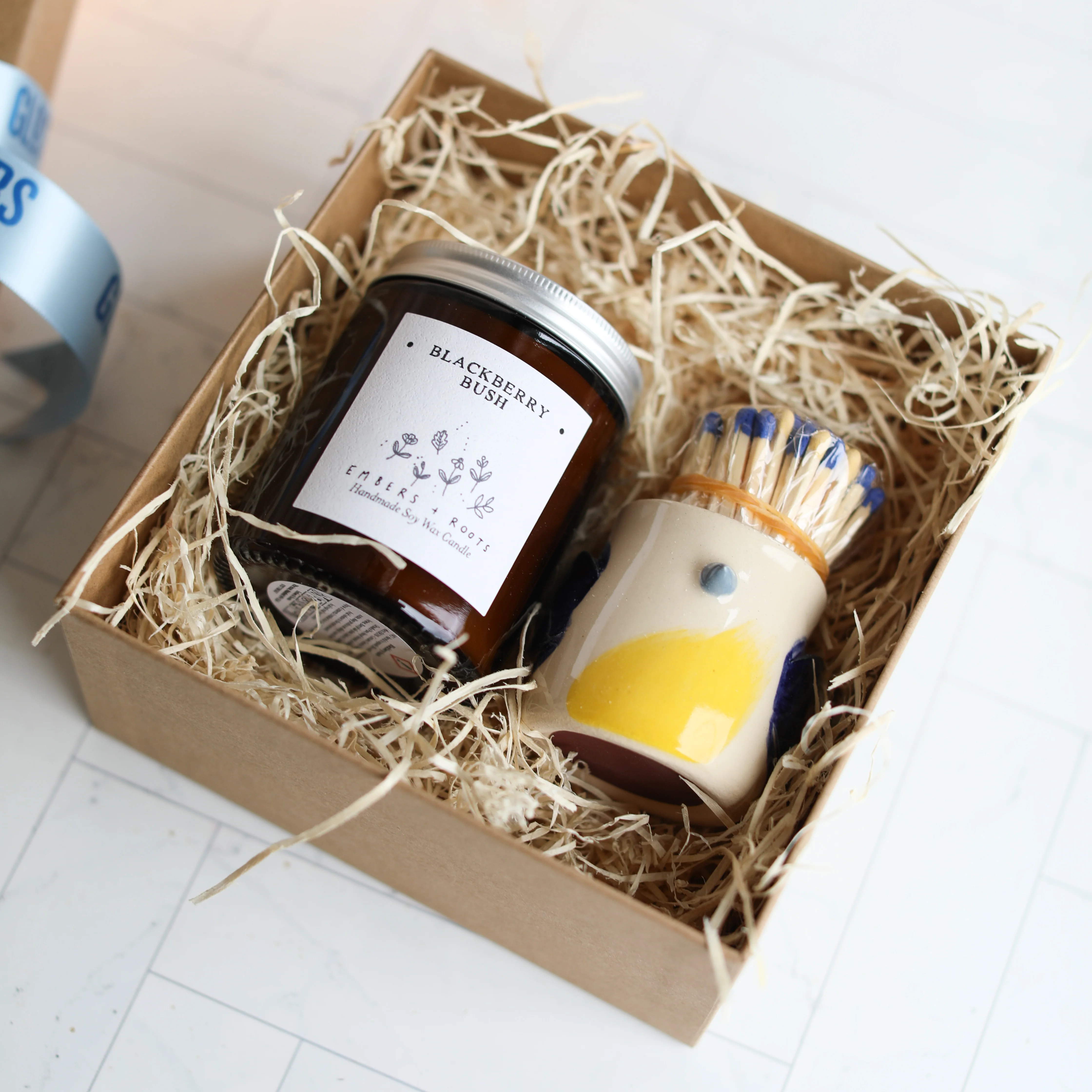 Blue Tit Match Pot and Candle Gift Set - Image 3